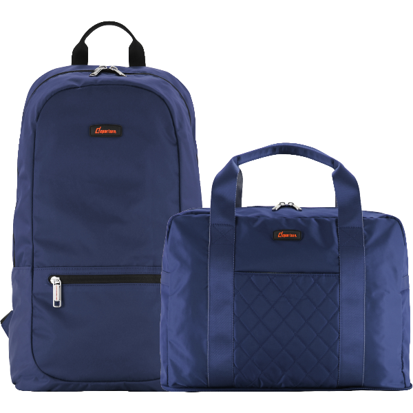 《旅行配件》折疊收納包兩件組(折疊包+摺疊後背包)-藍色
