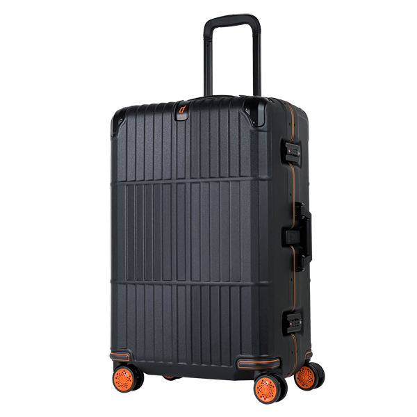 《登峰造極細鋁框橘框煞車箱》行李箱-27吋黑色電子紋