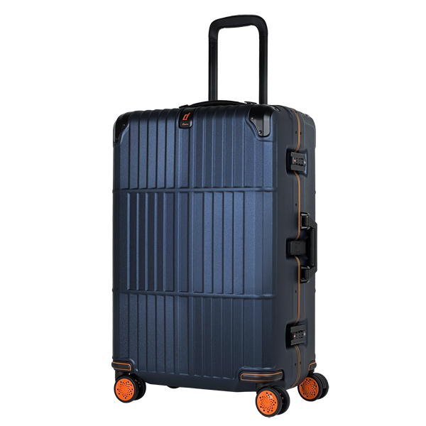 《登峰造極細鋁框橘框煞車箱》行李箱-27吋深藍電子紋
