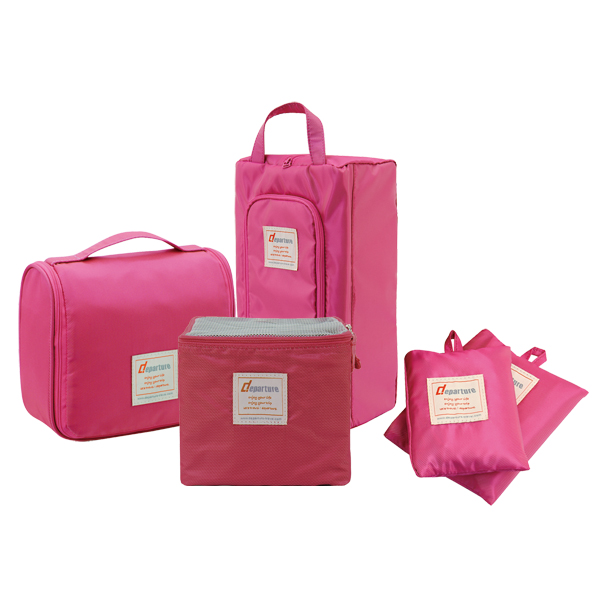 《旅行配件》旅行收納五件套組-粉紅色
