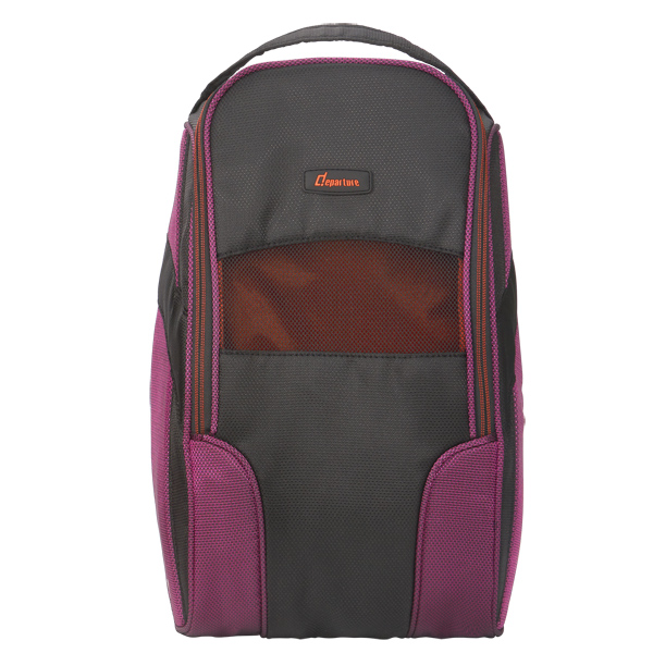 《旅行配件》雙色大鞋袋-黑+紫紅